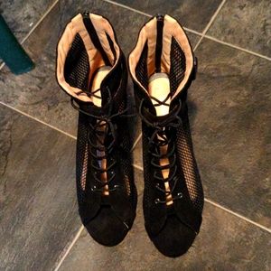 Women high heel black ankle booties sandals size 12.5